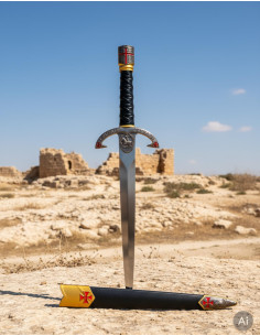 Pugnale Templare pomello casco guerriero, a due colori 2