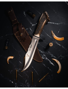 Coltello da caccia Cudeman Bowie, con rosone di cervo
