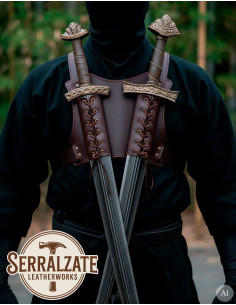 Tahalì Ninja sulla schiena per due spade, marrone