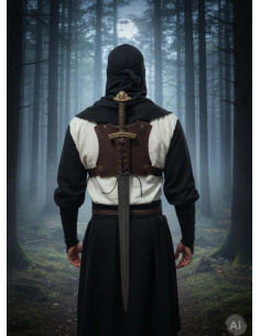 Tahalí Ninja da schiena per una spada, marrone 2