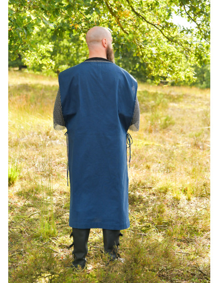 Tabardo medievale a righe, blu e giallo