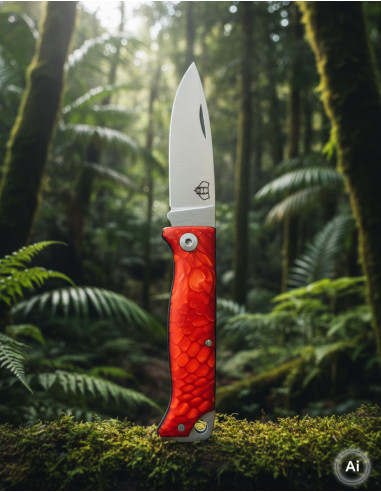 Coltello da caccia Cudeman modello MT-10 rosso satinato (con fondina)