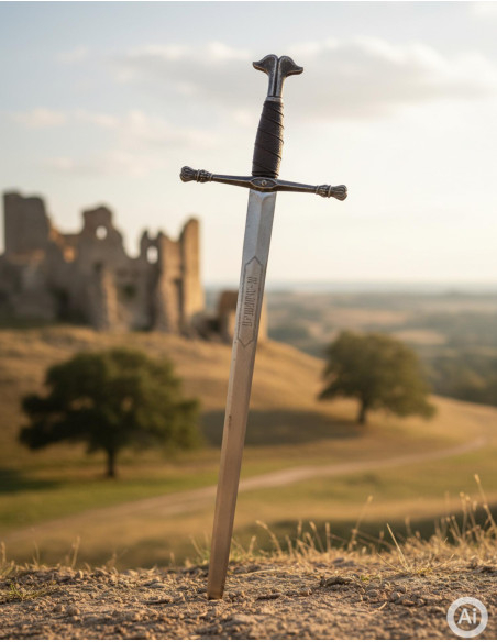 Spada Carlos V, lama rustica incisa