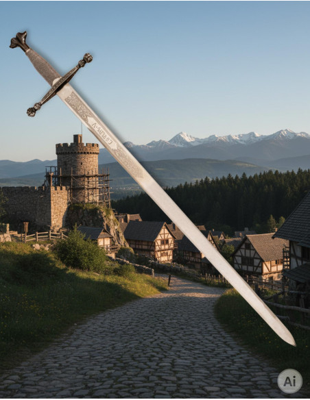 Spada Carlos V, lama rustica incisa