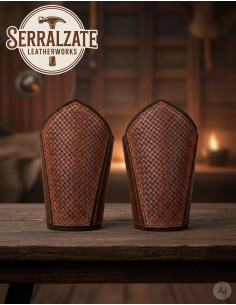 Gambali vichinghi con scaglie in cuoio marrone 2