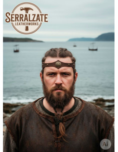 Diadema vichinga con nodi celtici onde serene in marrone 2