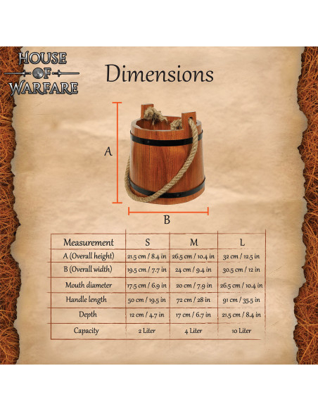 Secchio d'acqua rustico in legno,...