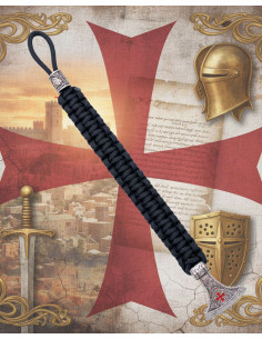 Bracciale nero in paracord con chiusura metallica Templare