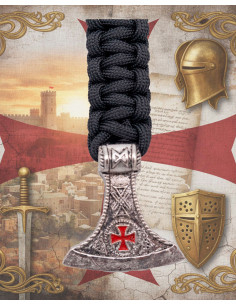 Bracciale nero in paracord con chiusura metallica Templare 2