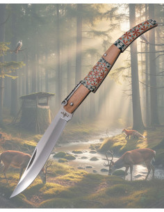 Coltello a molla Third mango decorato in taracea, serie...