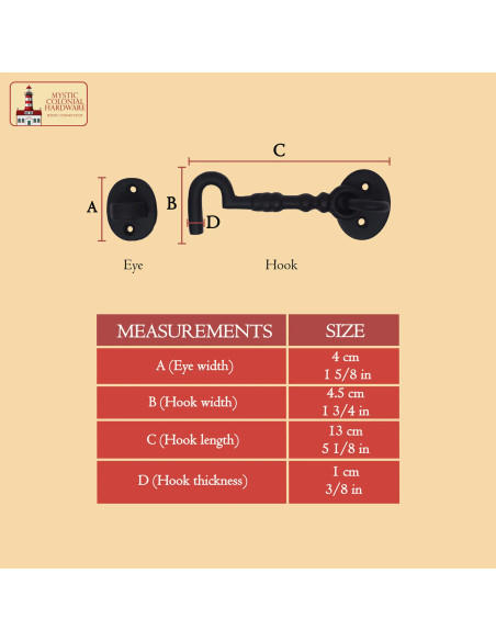 Fermo a gancio medievale nero per porta