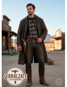 Custodia di cartuccera Deluxe per revolver western, marrone 2