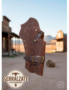 Custodia di cartuccera Deluxe per revolver western, marrone