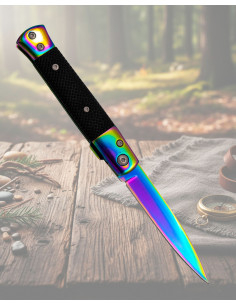Coltello a lama stilettata rainbow marca Third, lama 7,5 cm. 2