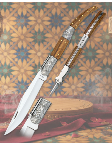 Navaja araba decorata numero quattro di Albainox, legno zebra
