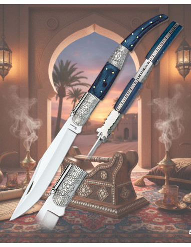 Coltello arabo decorato numero tre di Albainox, stamina blu