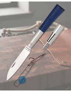 Coltello Albainox con chiusura a pistone, stamina blu
