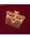 Pettine vichingo in ottone con fodera in pelle, finitura lucida