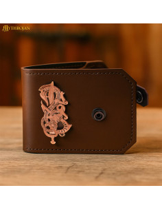 Portafoglio in pelle con decorazione in bronzo fuso