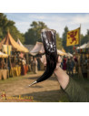 Corno vichingo per bere Runa Vegvisir, dettagli in ottone