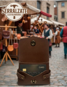Borsa portamonete e porta carte in pelle marrone per...