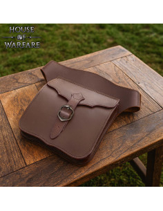 Borsa a tracolla in pelle marrone fine Medioevo