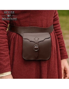 Borsa a tracolla in pelle marrone fine Medioevo 2
