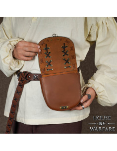 Borsa medievale con lacci per cintura, colore marrone 2