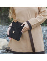 Borsa medievale in pelle scamosciata per cinture, colore nero