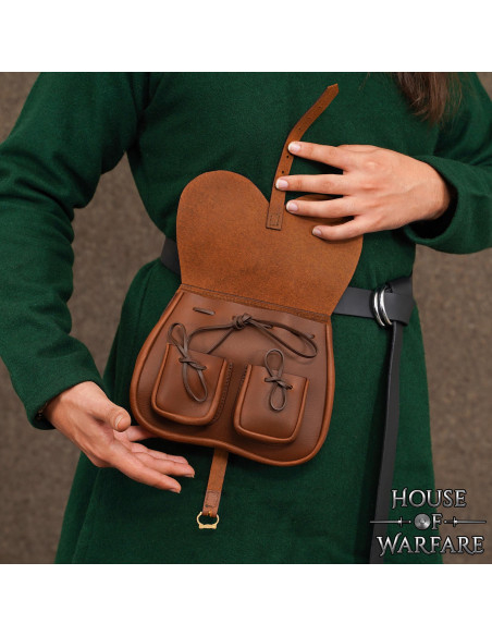 Borsa medievale in cuoio marrone con... Borsa medievale in cuoio marrone con...