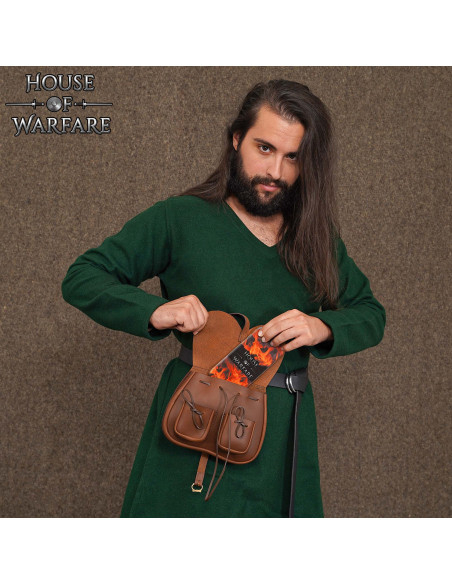 Borsa medievale in cuoio marrone con... Borsa medievale in cuoio marrone con...