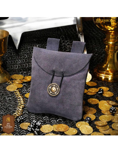 Borsa marsupio medievale in pelle scamosciata, colore blu