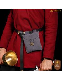 Borsa marsupio medievale in pelle scamosciata, colore blu 2