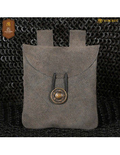 Borsa marsupio medievale in pelle scamosciata, colore grigio