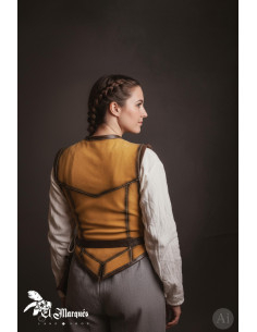 Cuoio medievale corto da donna, camoscio giallo 2