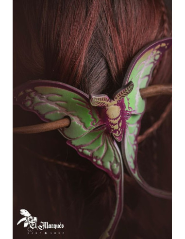 Fermaglio per capelli farfalla fantasia luna verde