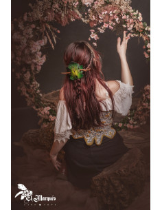 Fermaglio per capelli in pelle con foglie stile primavera 2