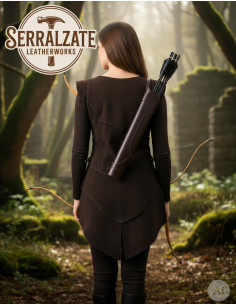 Corpetto lungo in pelle Julienne in pelle marrone 2