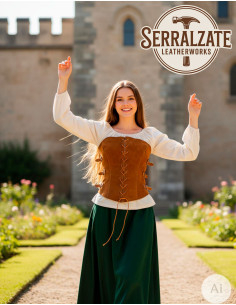 Corsetto Principessa Avventuriera in pelle, marrone chiaro 2