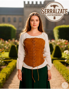 Corsetto Principessa Avventuriera in pelle, marrone chiaro