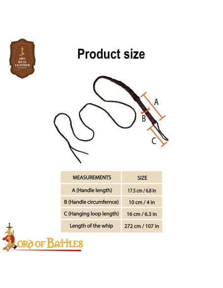 Frusta medievale rustica in pelle...