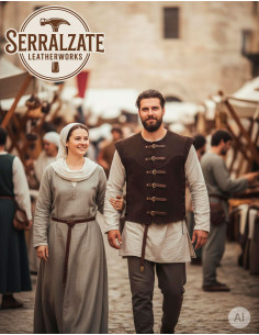 Gilet medievale corto Martín marrone 2