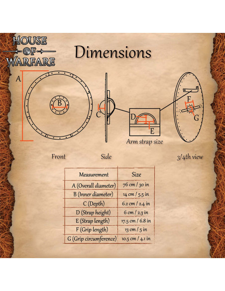 Scudo vichingo rotondo in legno...