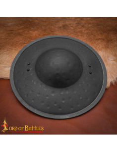 Brocche medievale in acciaio nera, impugnatura in legno