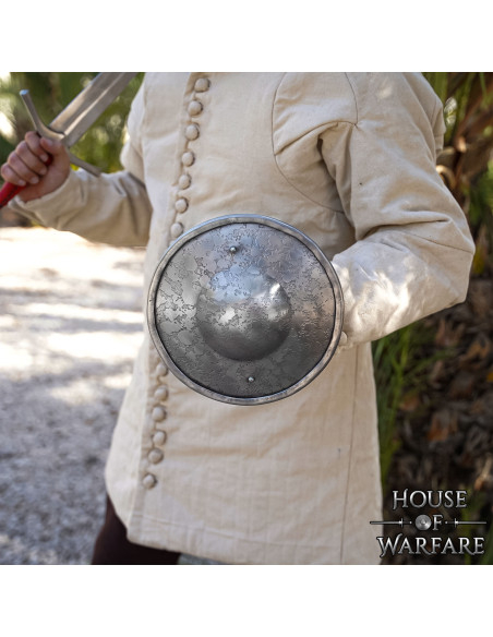 Scudo medieval rotondo in acciaio,...