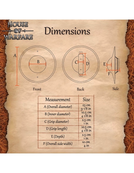Scudo medieval rotondo in acciaio,...