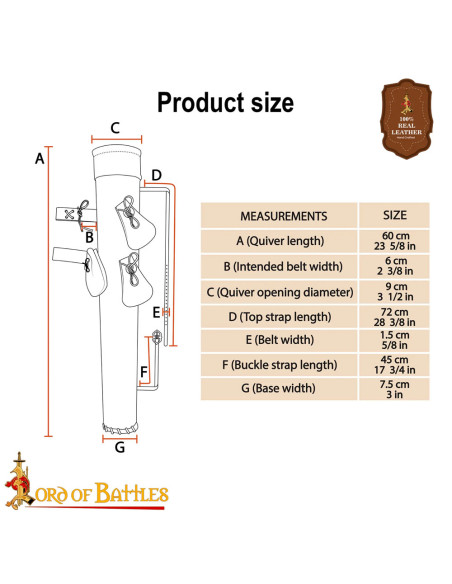 Faretra in pelle marrone con tasche a...