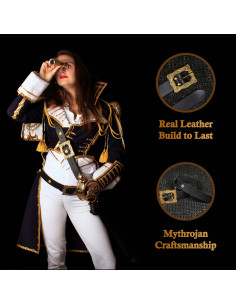 Cintura medieval rinascimentale in pelle nera con fibbia... 2