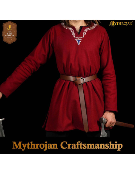 Cintura vichinga in pelle con fibbia,...