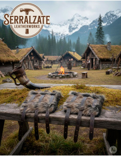 Bracciali vichinghi Hastein con pelo e pelle